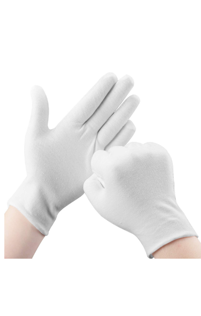 Pair of white cotton gloves