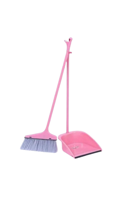 Plastic dustpan with stick for easy cleaning"
