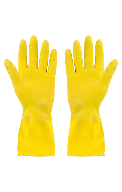 Pair of yellow rubber gloves
